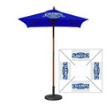 4' Square Wood Umbrella with 4 Ribs, Full-Color Thermal Imprint, 4 Locations